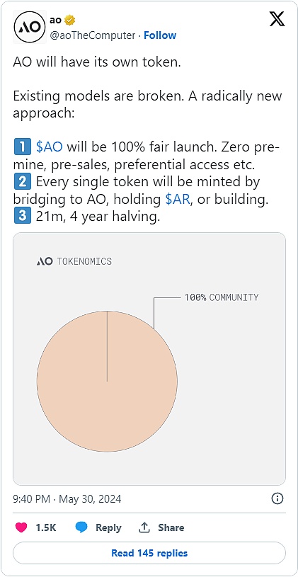 超并行计算 AO 网络透露全新代币模型缩略图